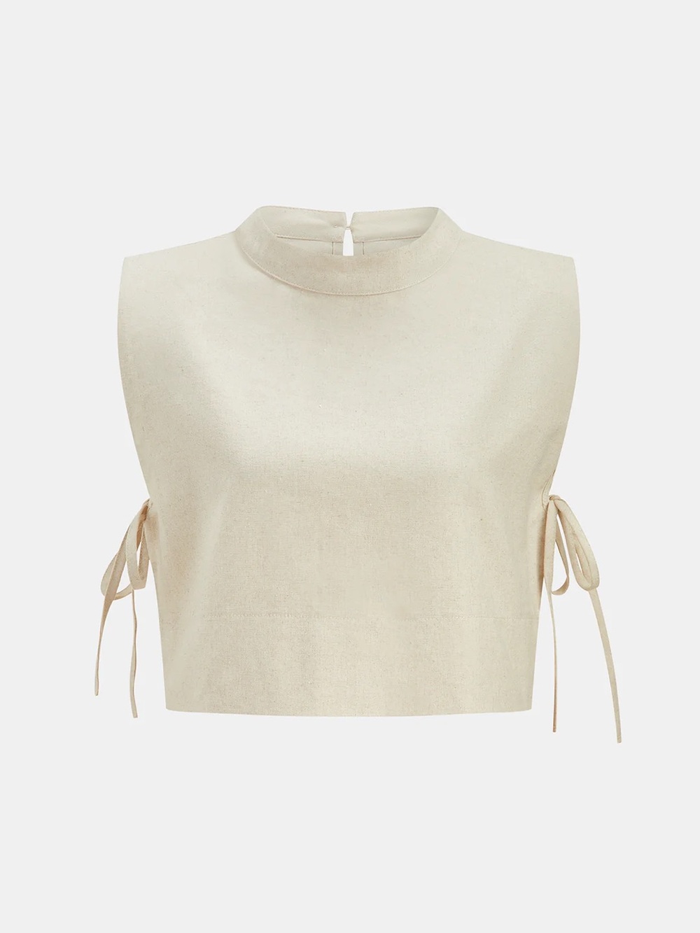 Nwt Commense Cream Sleeveless Tie-Side Crop Top sz M